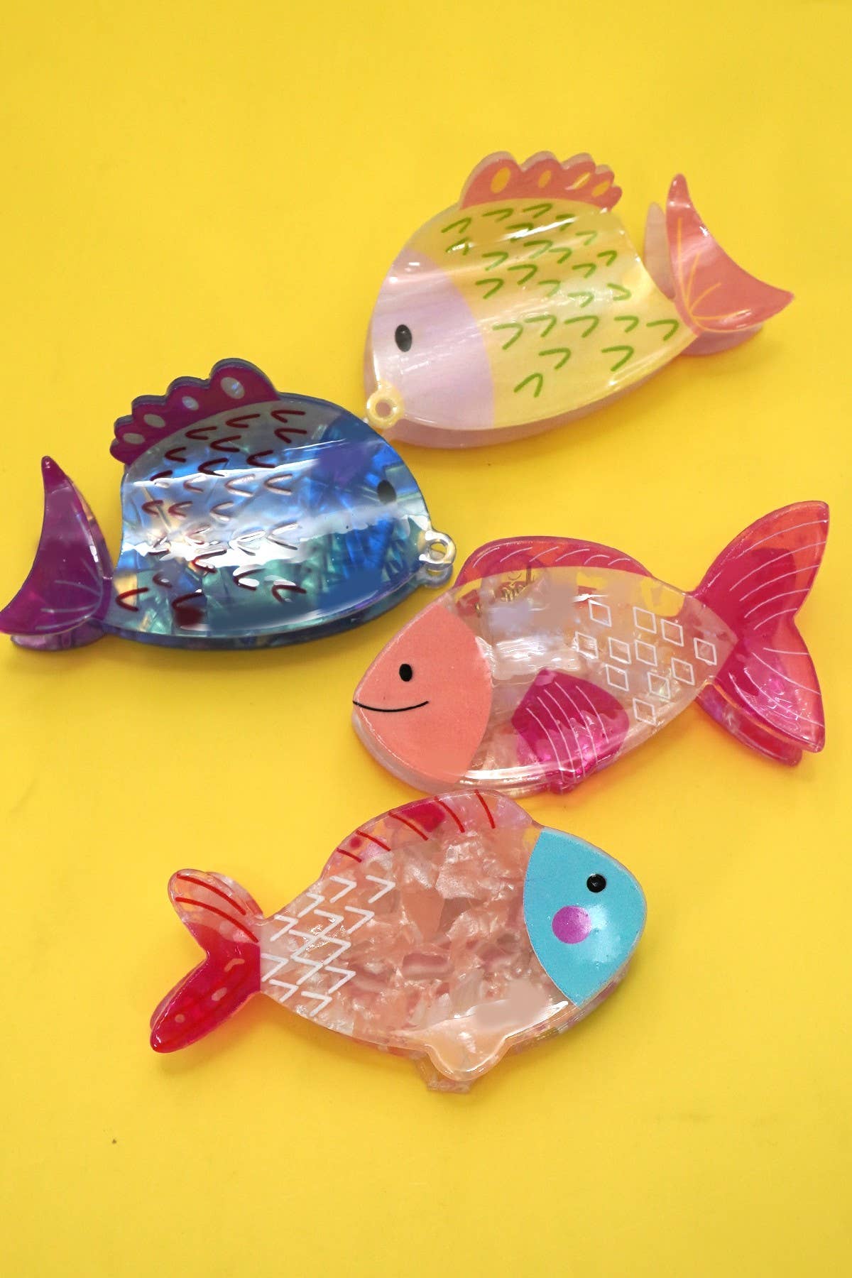 JUMBO VIBRANT OCEAN SEA FISH HAIR CLAW CLIPS | Yellow