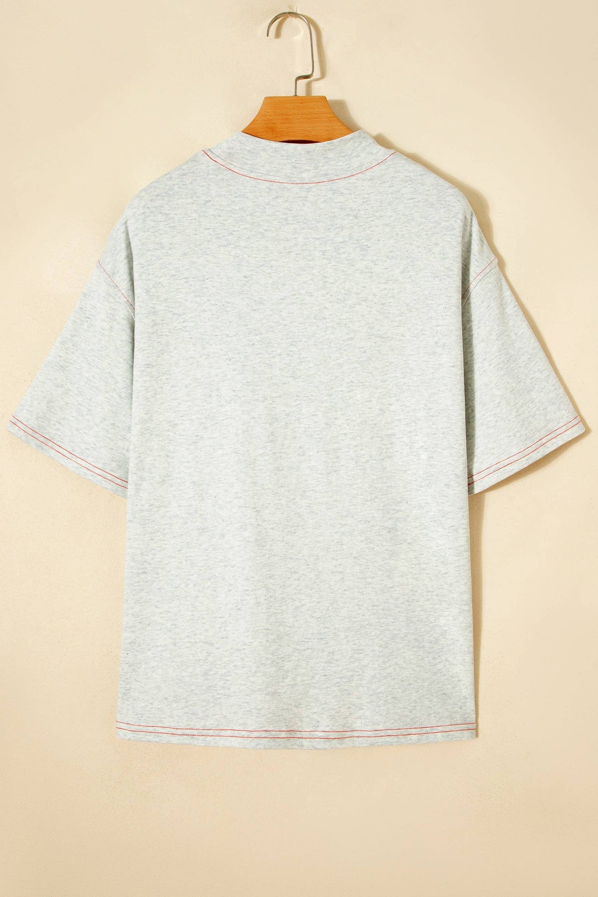 Game Day Reversible Mock neck Contrast-Stitched Top: Light Grey