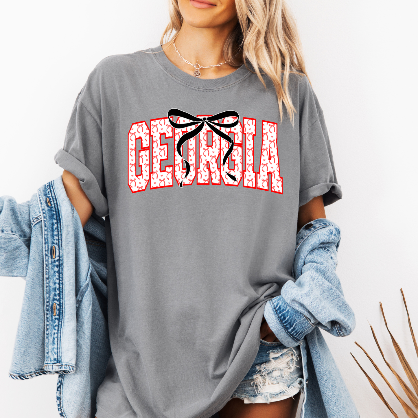 Georgia | Red and Black Bow Tee