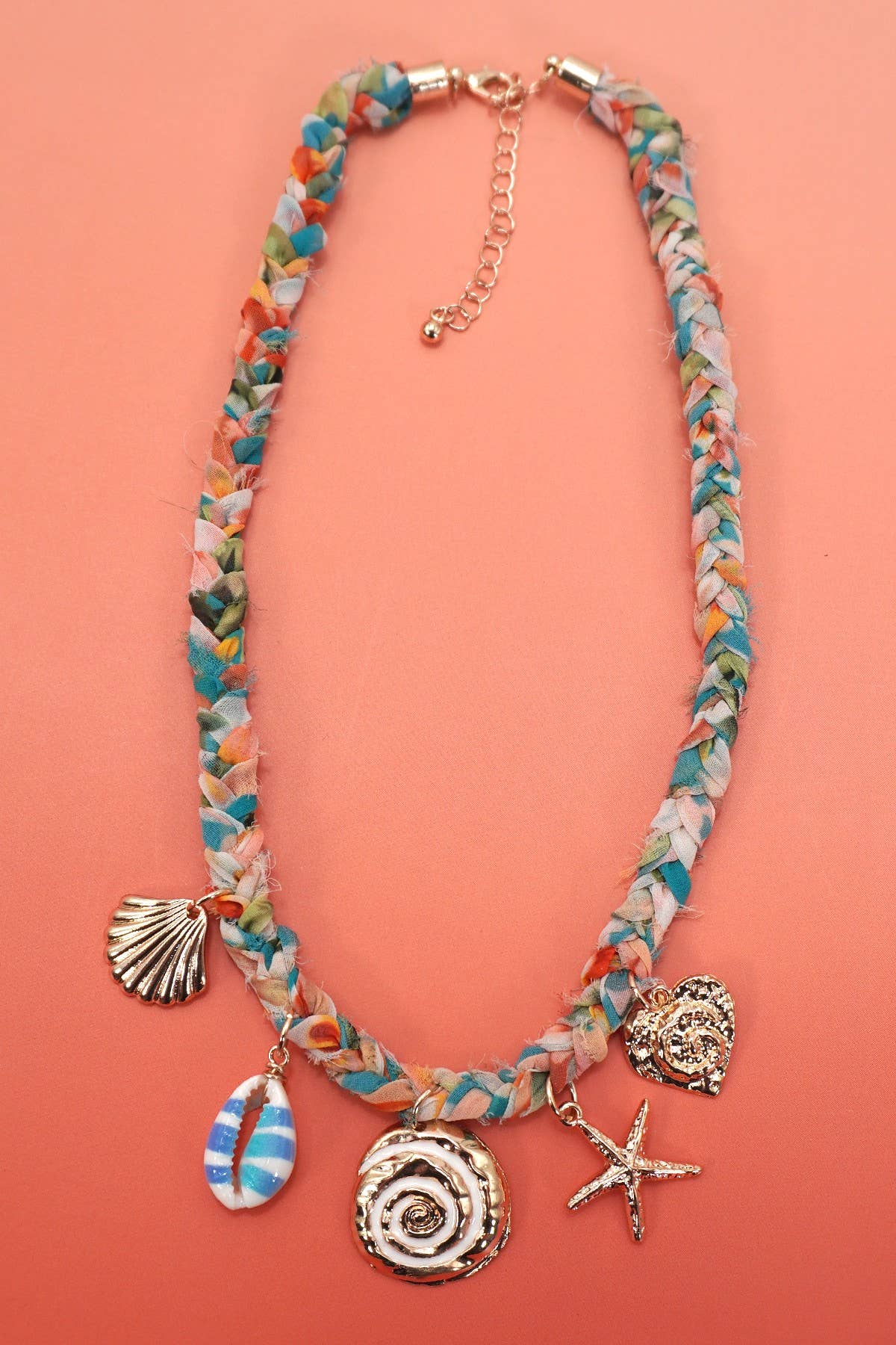 SCARF CHARM NECKLACE-STARFISH  SEASHELL SUN