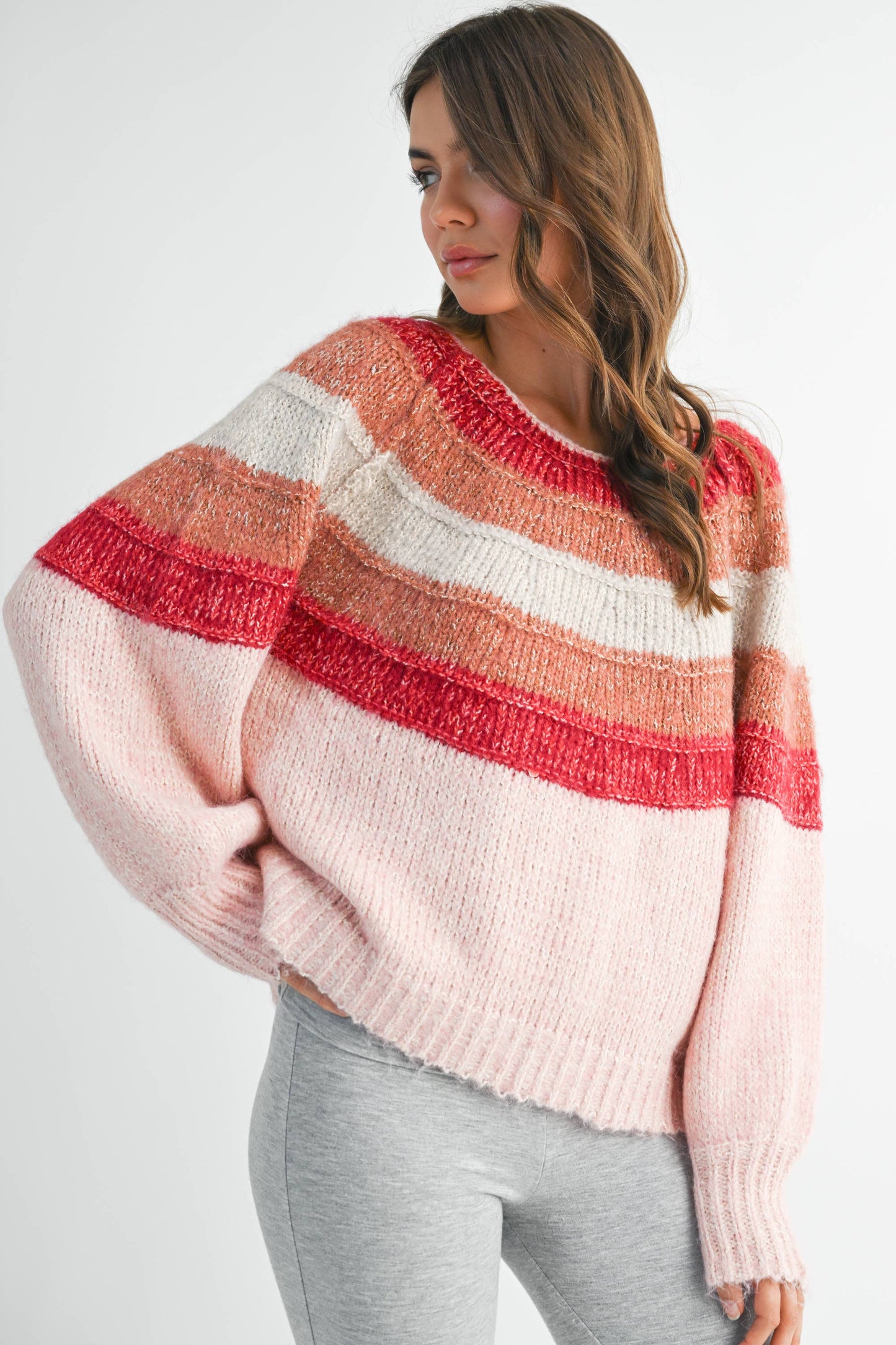 Striped Chunky Knit Pullover Sweater
