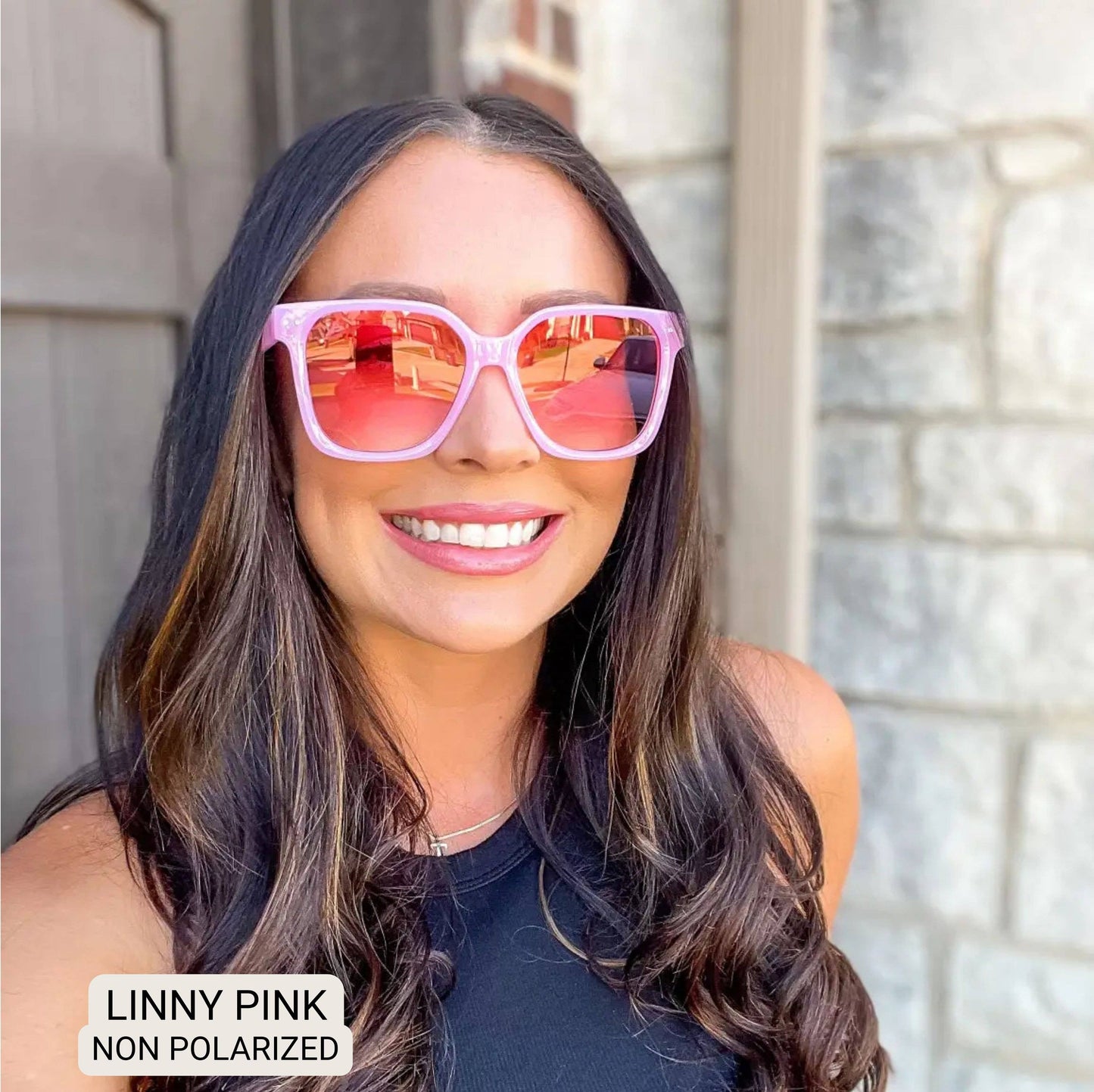 Linny - Women's Oversized Horn Frame Sunglasses: Blue
