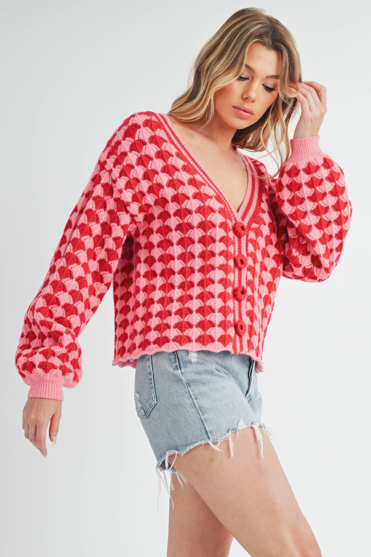 Fantasia Cardigan: Pink/Red