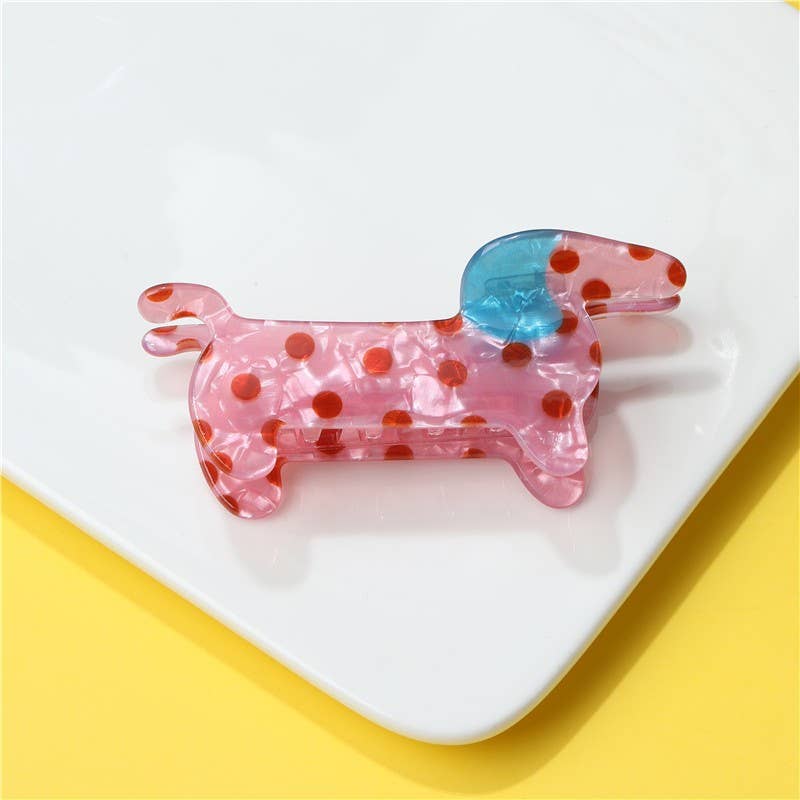 JUMBO POLKA DOT DOG HAIR CLAW CLIPS |Pink