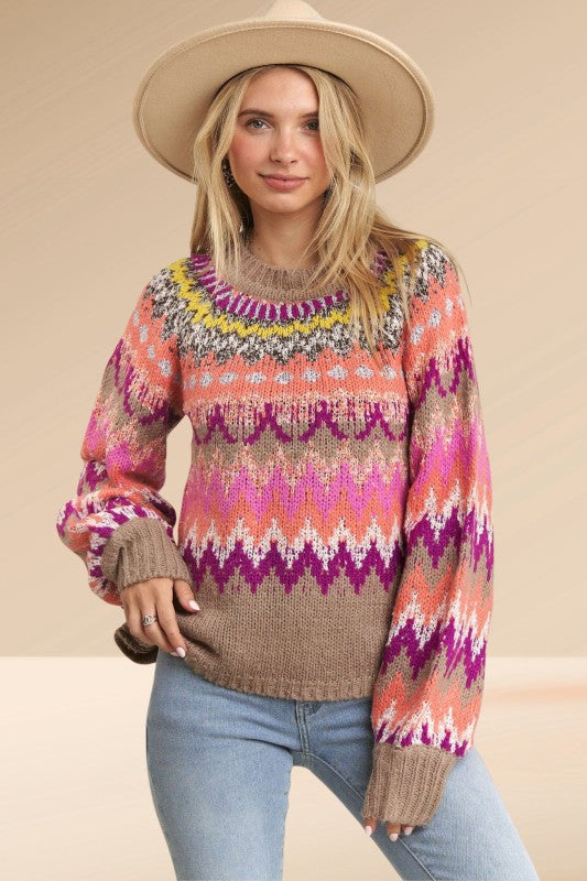 Long Sleeve Multi Color Sweater
