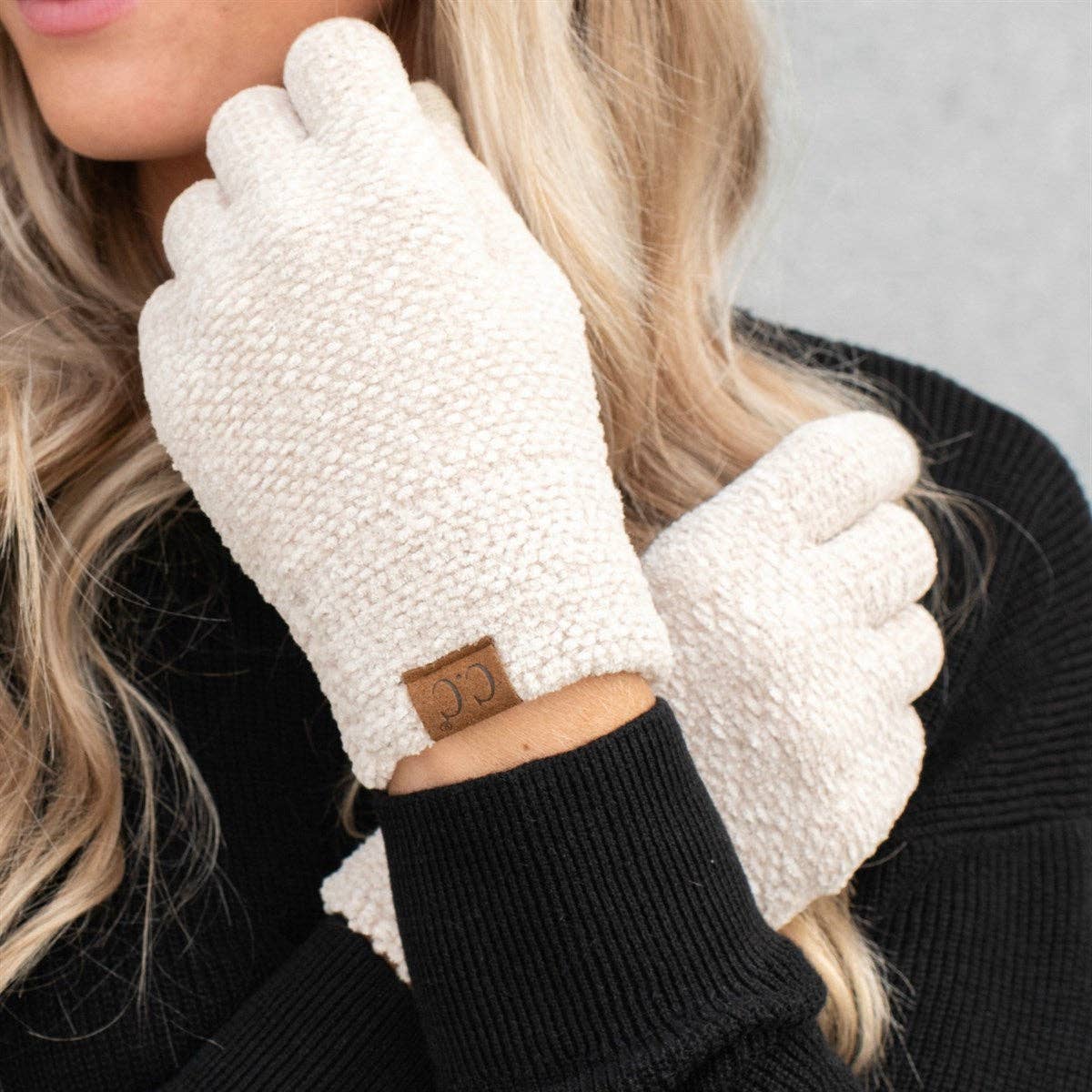 CC Chenille Touchscreen Glove ( G-9016 ): Light Melange Grey