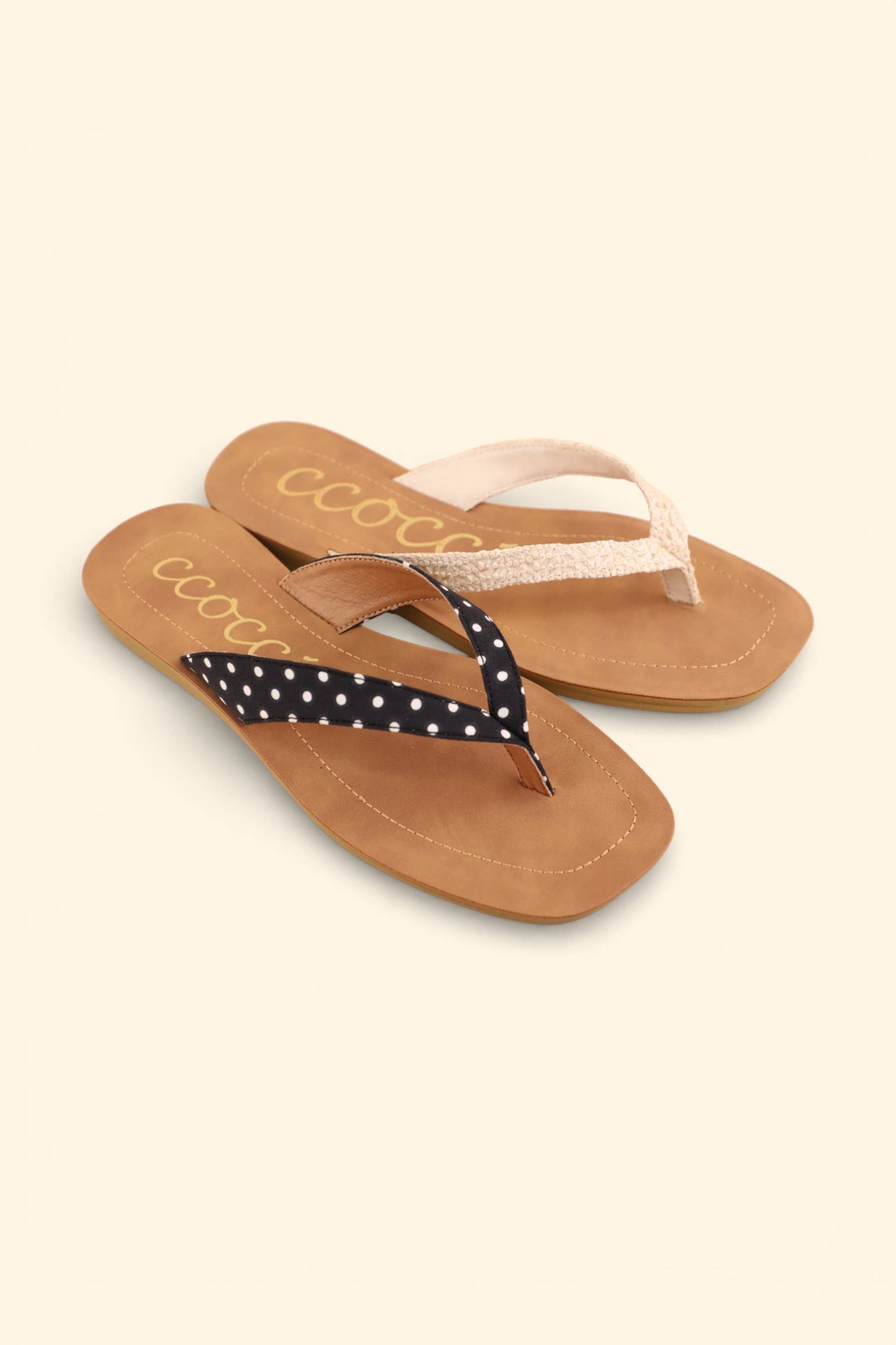 SIA MINIMAL STRAP DESIGN FLIP FLOP THONG SANDALS: CHAMPAGNE