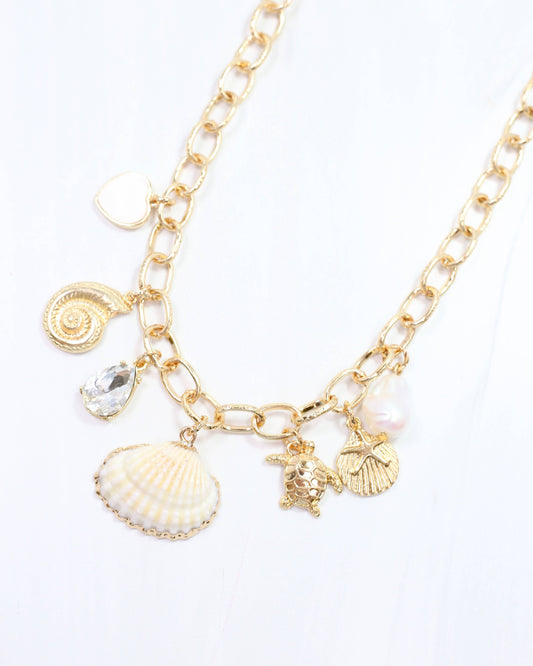 Cape Code Shell Charm Necklace Gold
