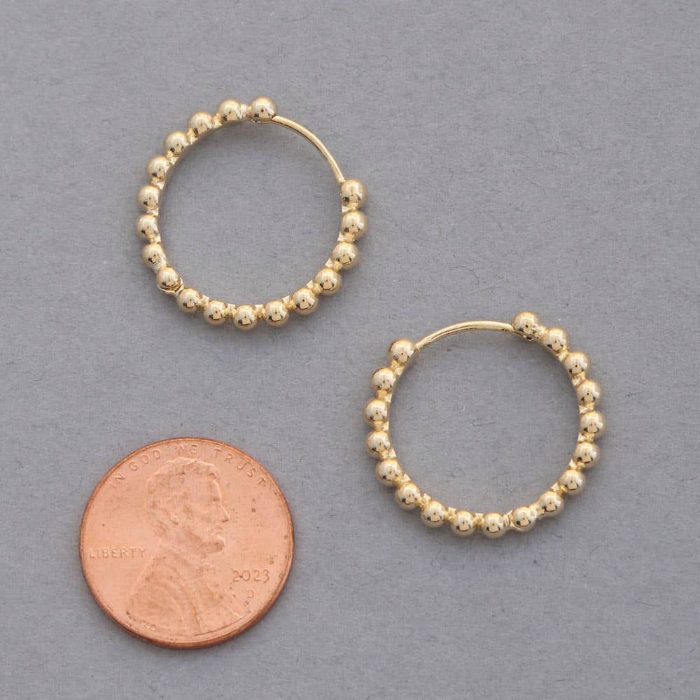 SODAJO BALL BEAD METAL GOLD DIPPED HOOP EARRINGS