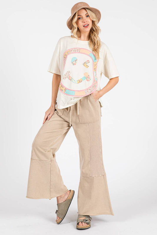 VINTAGE WASHED FLARED PANEL PANTS