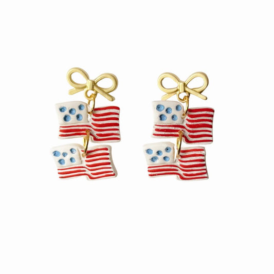 Sweet Liberty Flag Bow Earrings