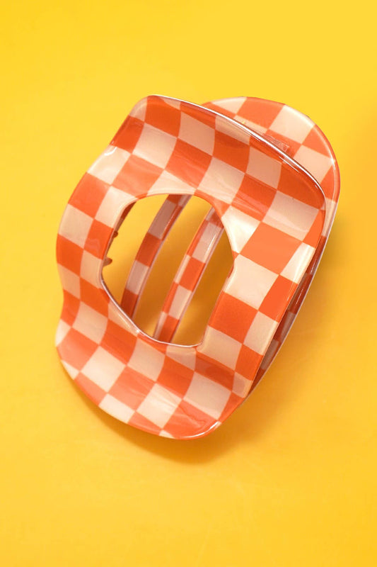 Jumbo Lay Flat Oval Hair Claw Clip: Orange