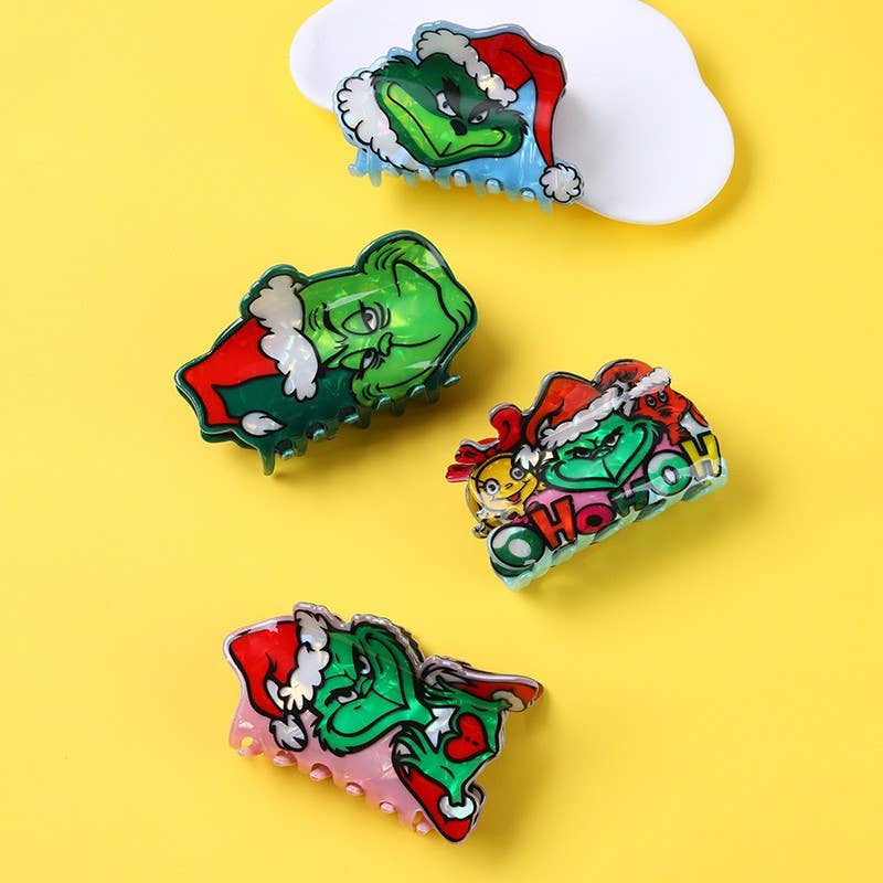 Holiday Christmas Grinch Theme Hair Claw Clip |GREEN
