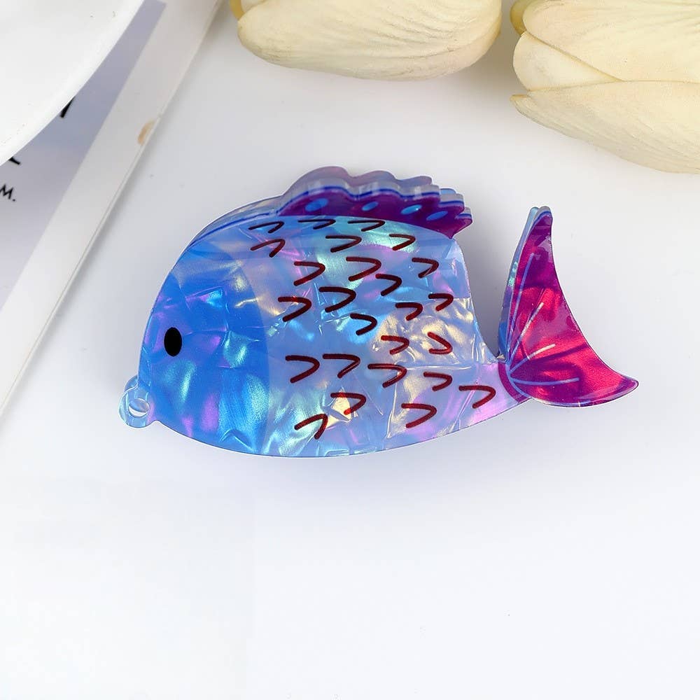 JUMBO VIBRANT OCEAN SEA FISH HAIR CLAW CLIPS | Yellow