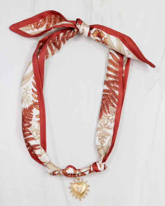 Lillie Scarf Charm Necklace RUST BEIGE