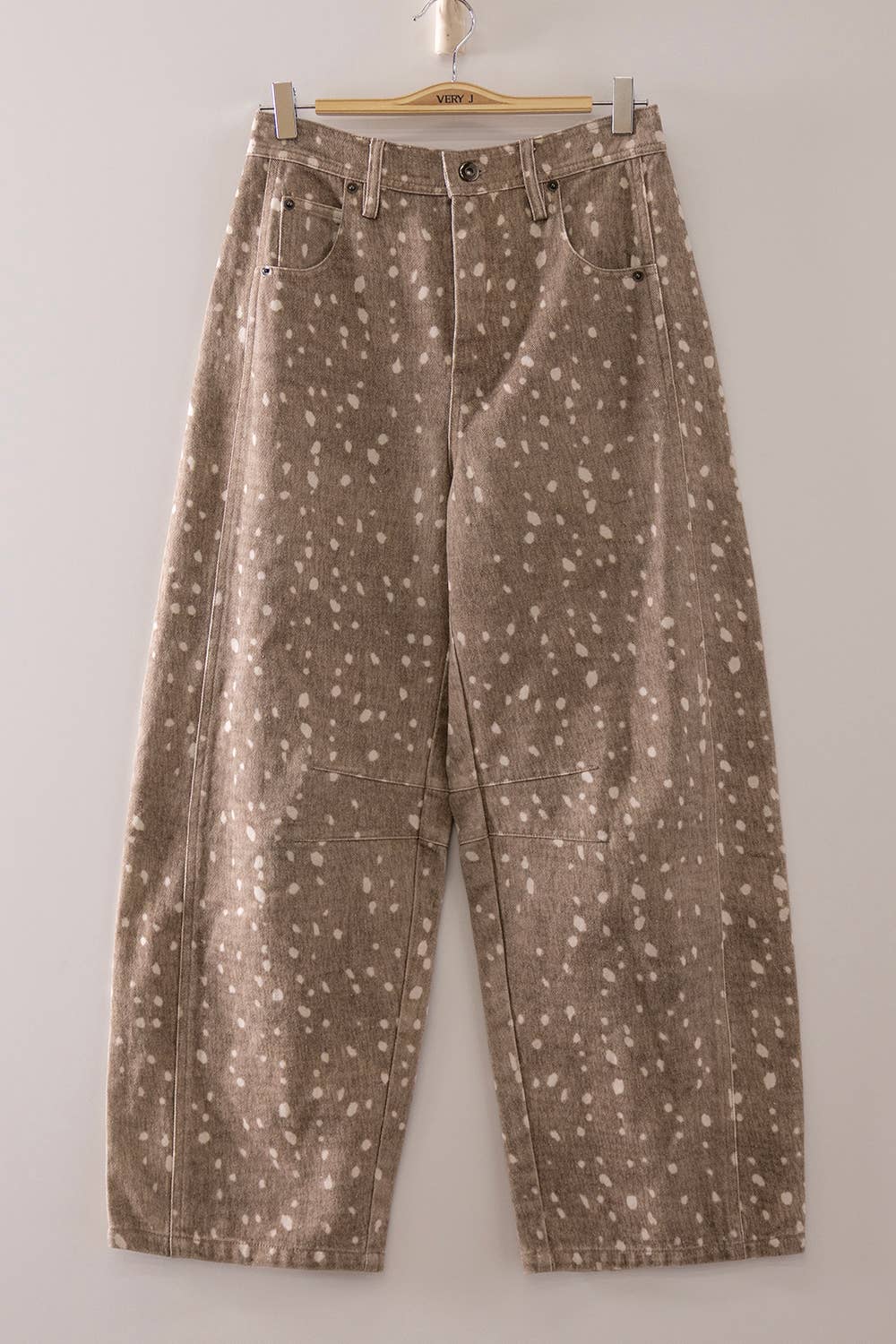 Allover Print Barrel Pants: MOCHA BAMBI
