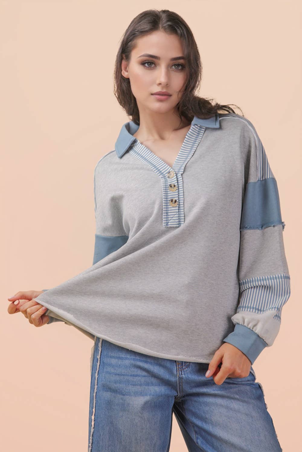 Color Block Oversized Casual Knit Top