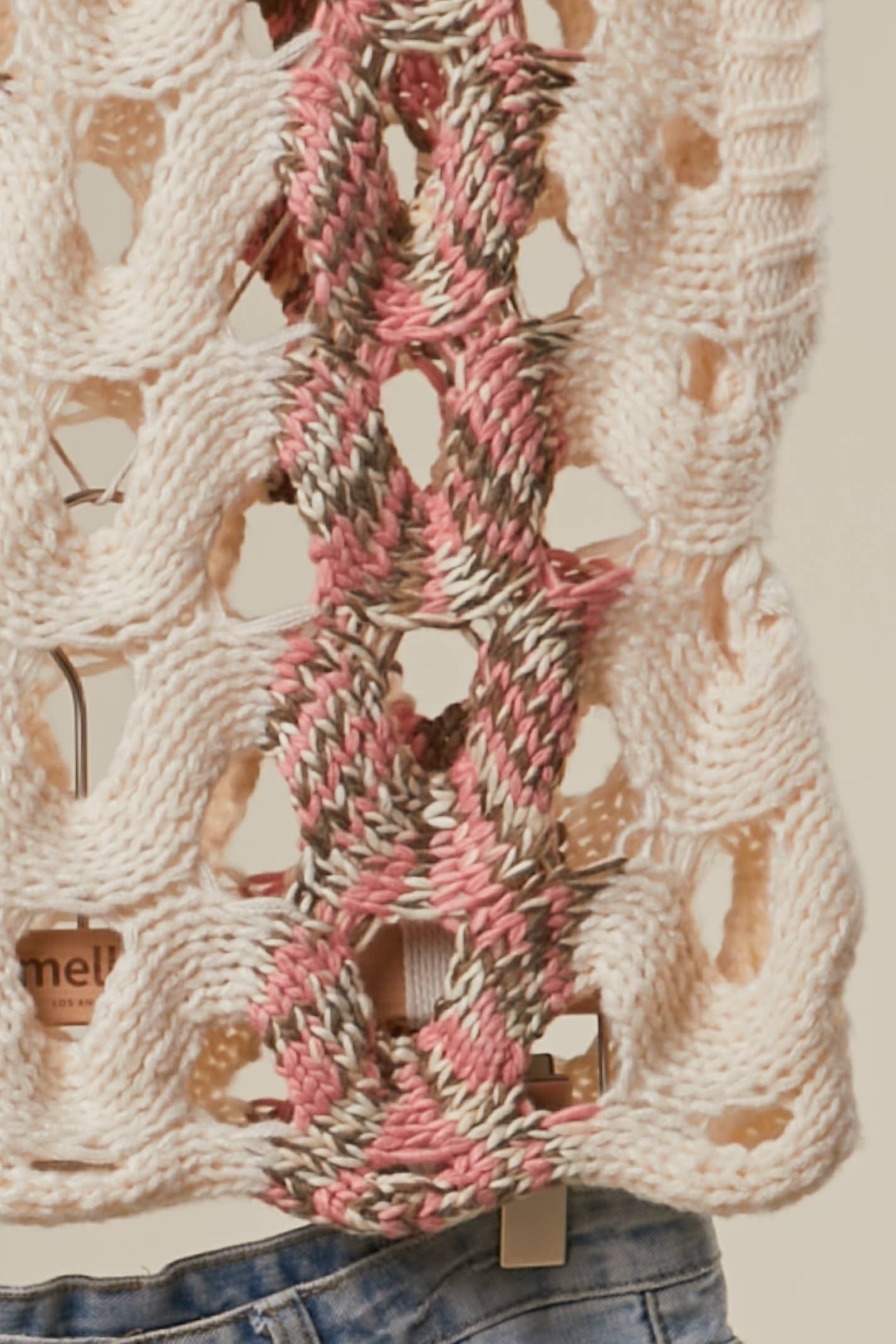 Crochet Knit Top with Floral Appliqué Detailing.: Ivory / S,M,L
