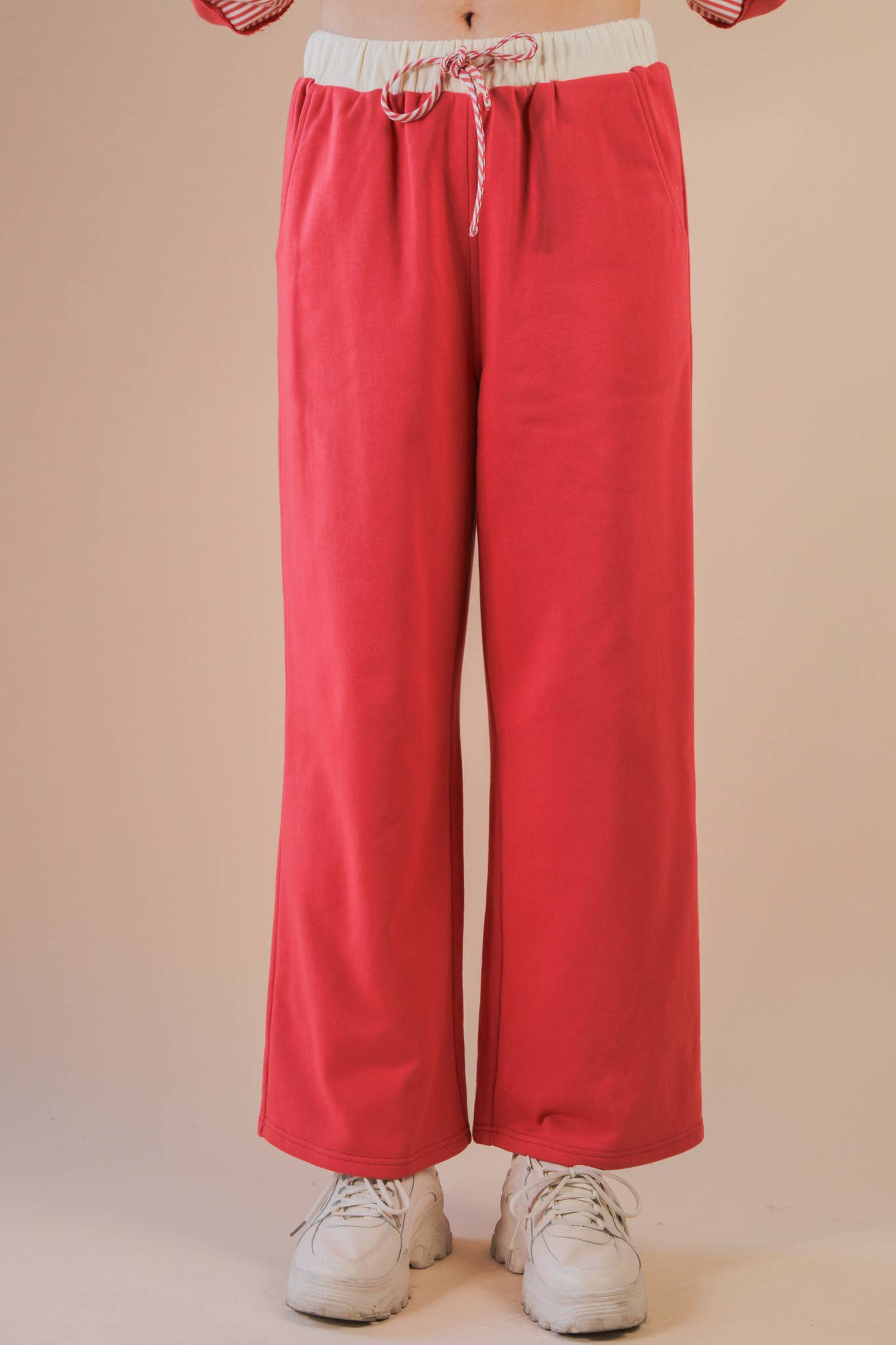 Color Block Casual Knit Top & Pants Set