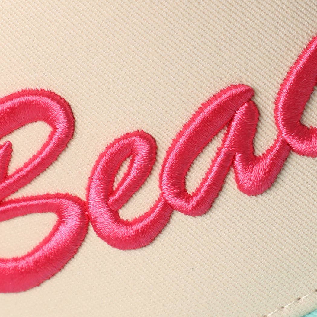 BEACHIN' 3D Embroidered Two-Tone Trucker Hat: MINT
