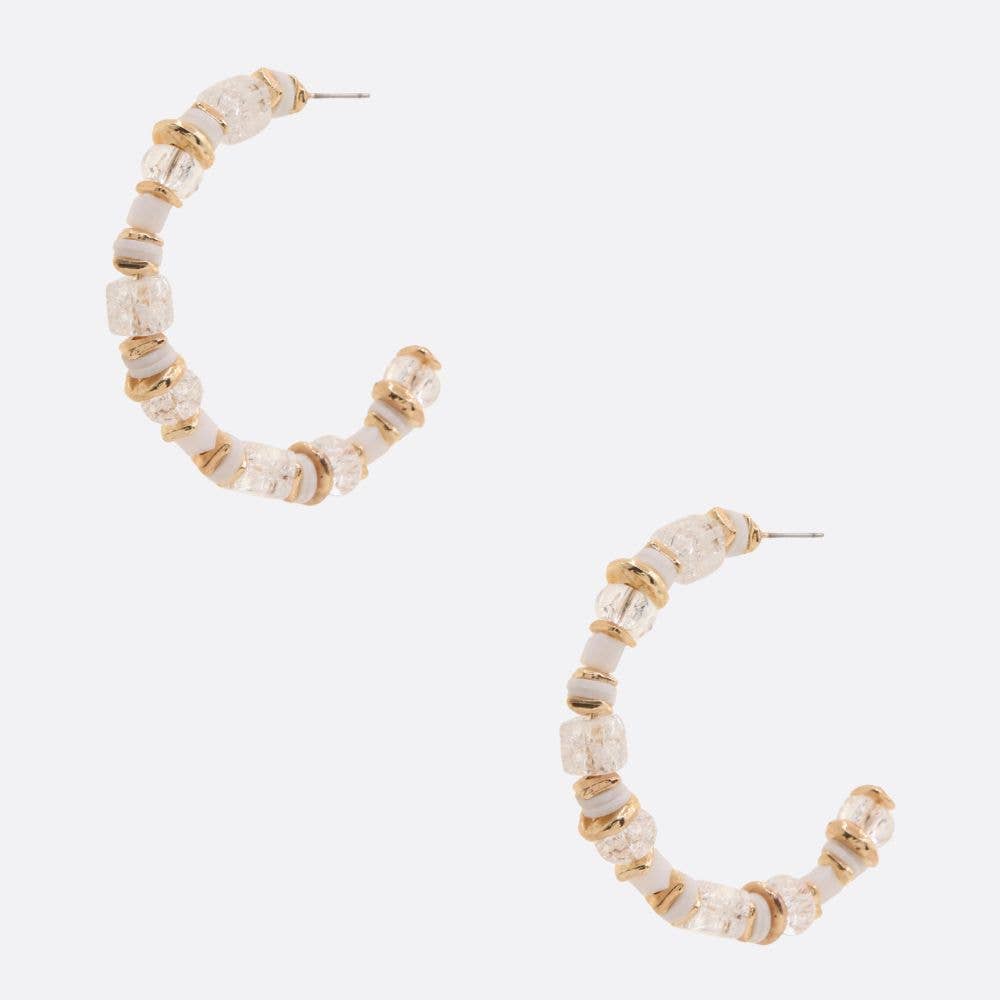 MULTI BEAD OPEN HOOP EARRING