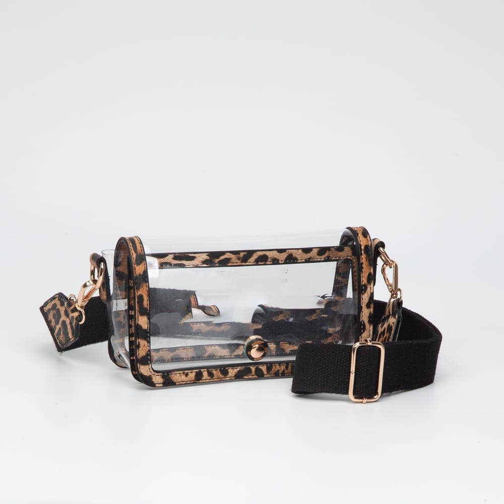 Lindsay Clear Gameday Crossbody Bag: Leopard