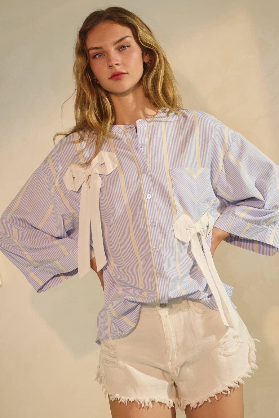 Striped Blouse: Blue Multi