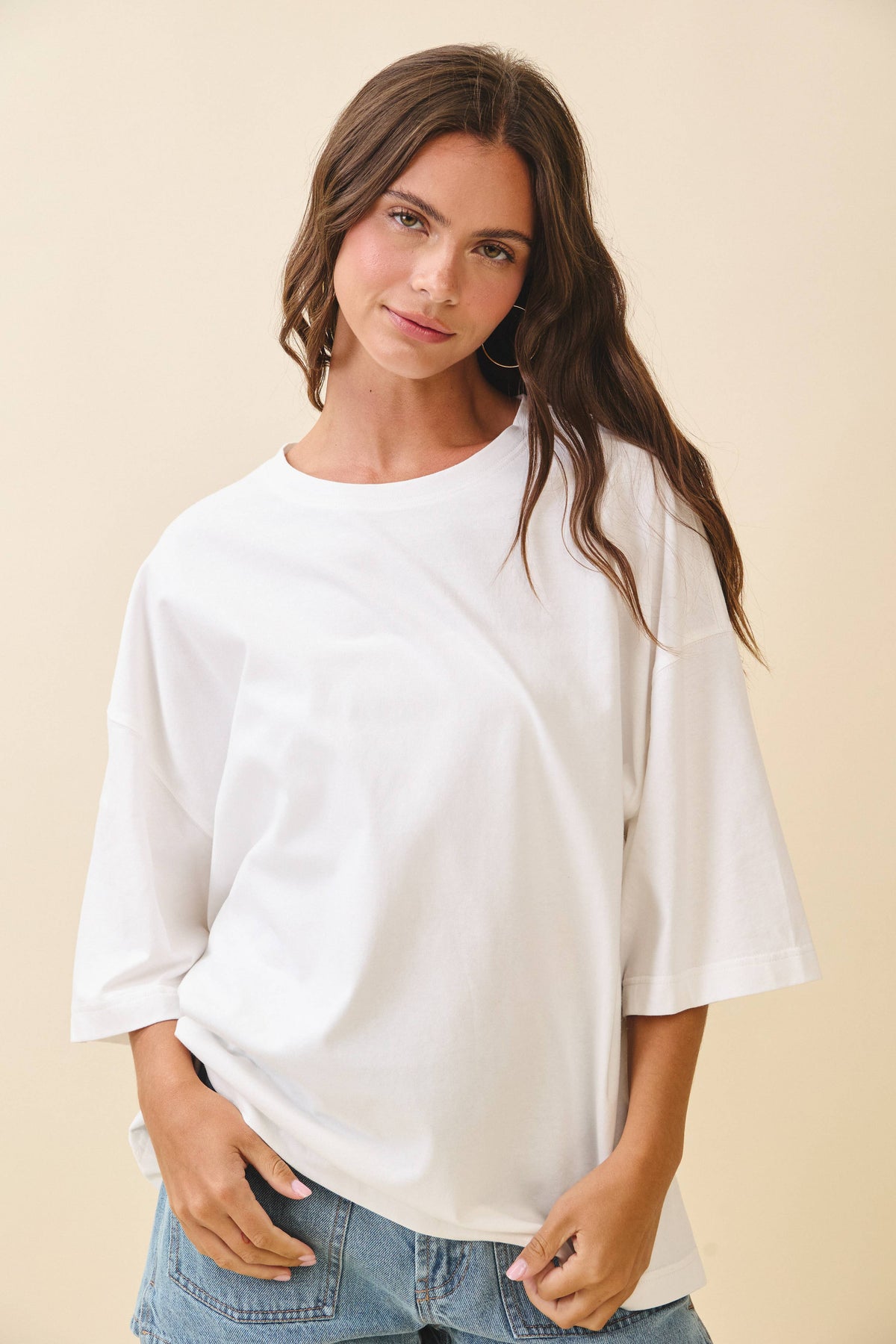 Oversized Everyday Cotton Tee: White / Contemporary