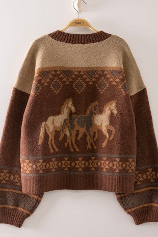 Western Horse Knit Cardigan