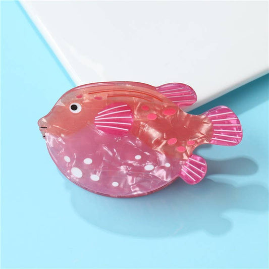 Seaside Nautical Fish Starfish Conch Hair Clips: Fish Pink