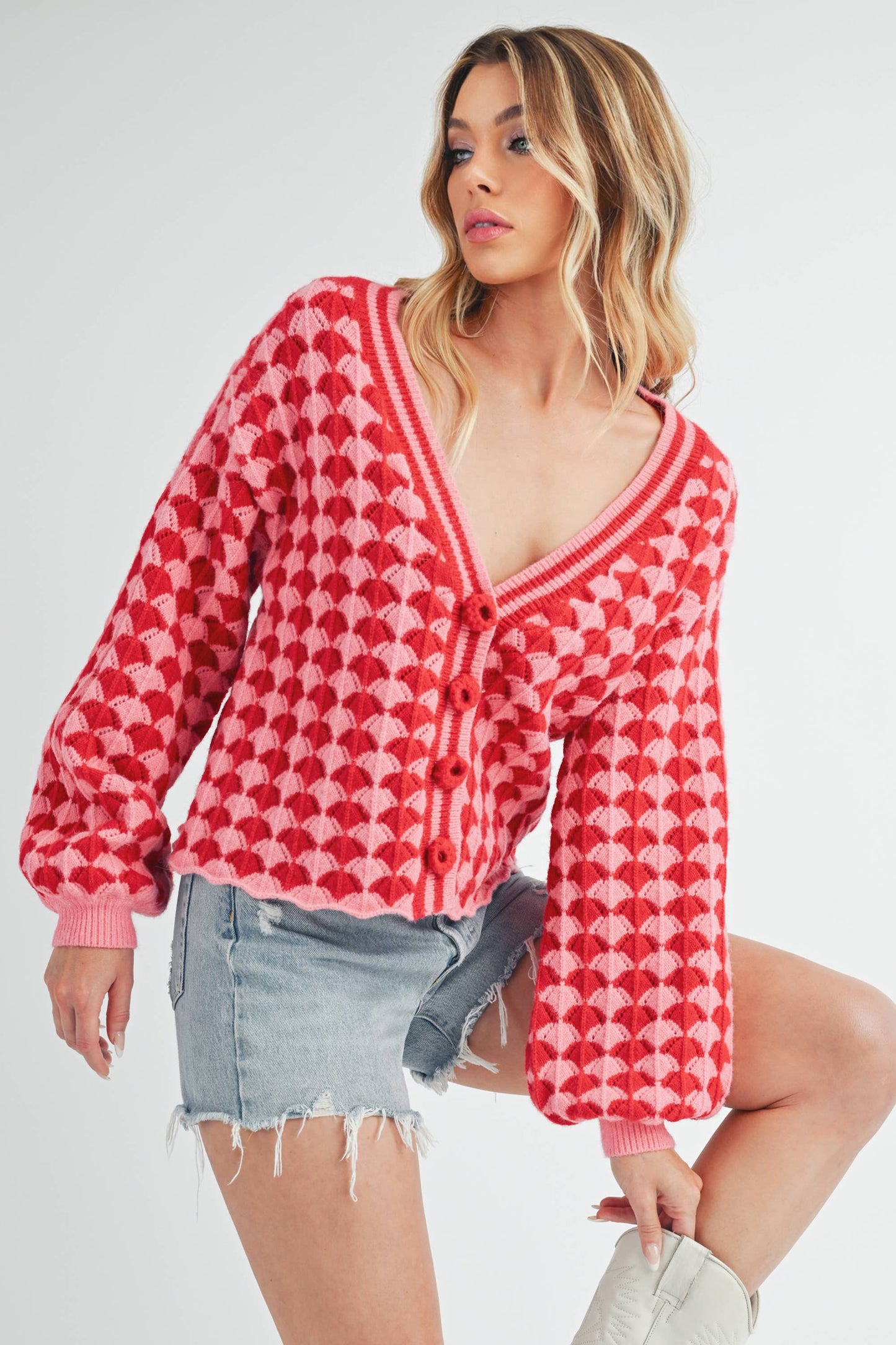 Fantasia Cardigan: Pink/Red