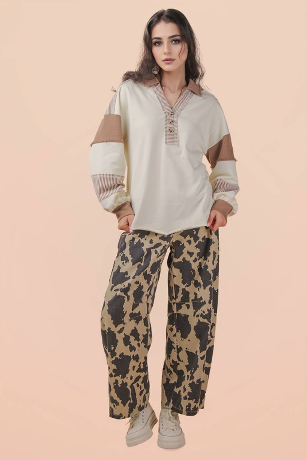 Color Block Oversized Casual Knit Top