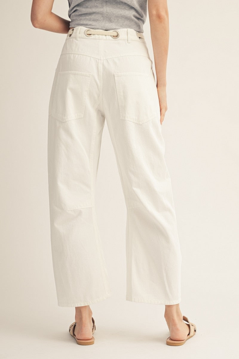 Patch Detail Washed Barrel Pants