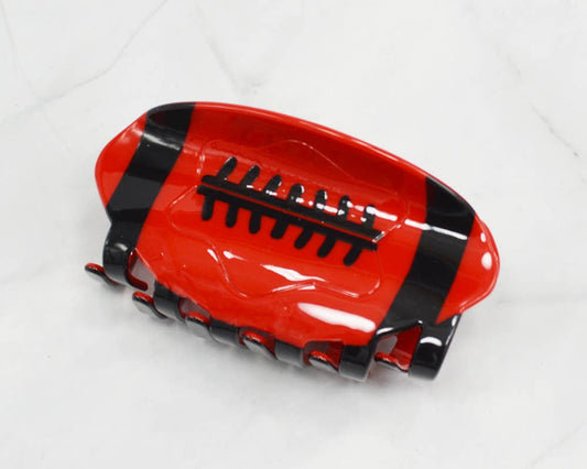 Game Day Football Hair Clips : Red/black