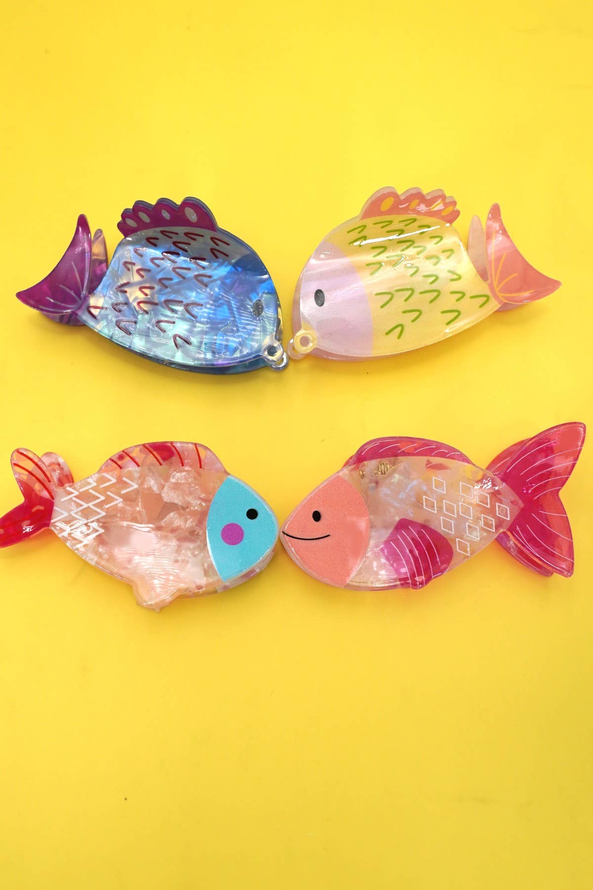 JUMBO VIBRANT OCEAN SEA FISH HAIR CLAW CLIPS | Yellow