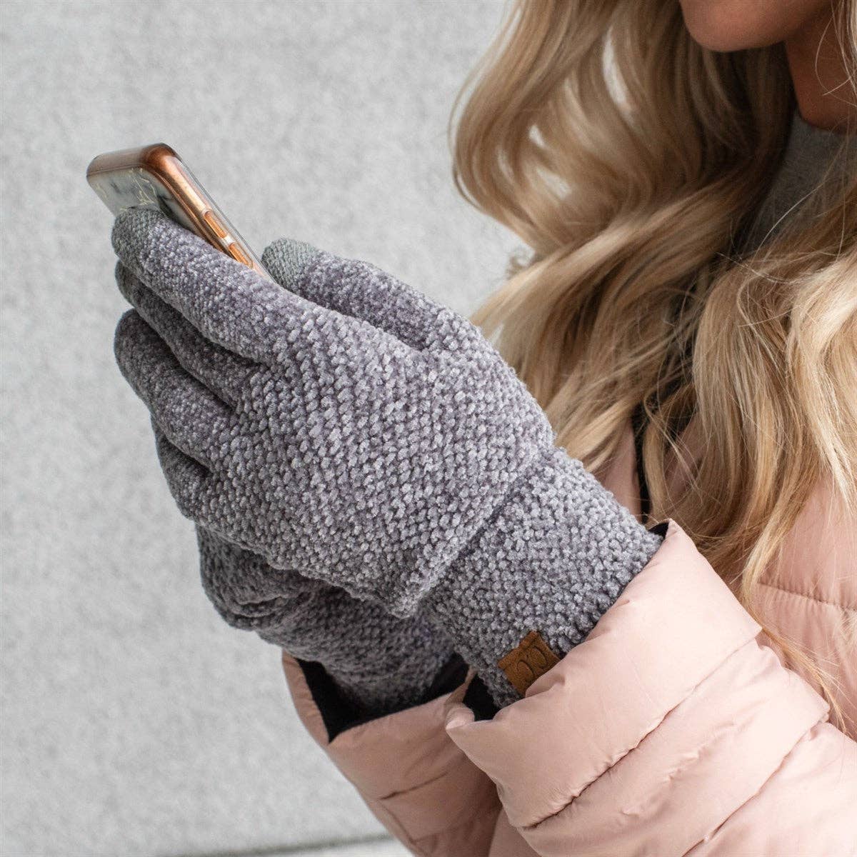 CC Chenille Touchscreen Glove ( G-9016 ): Light Melange Grey