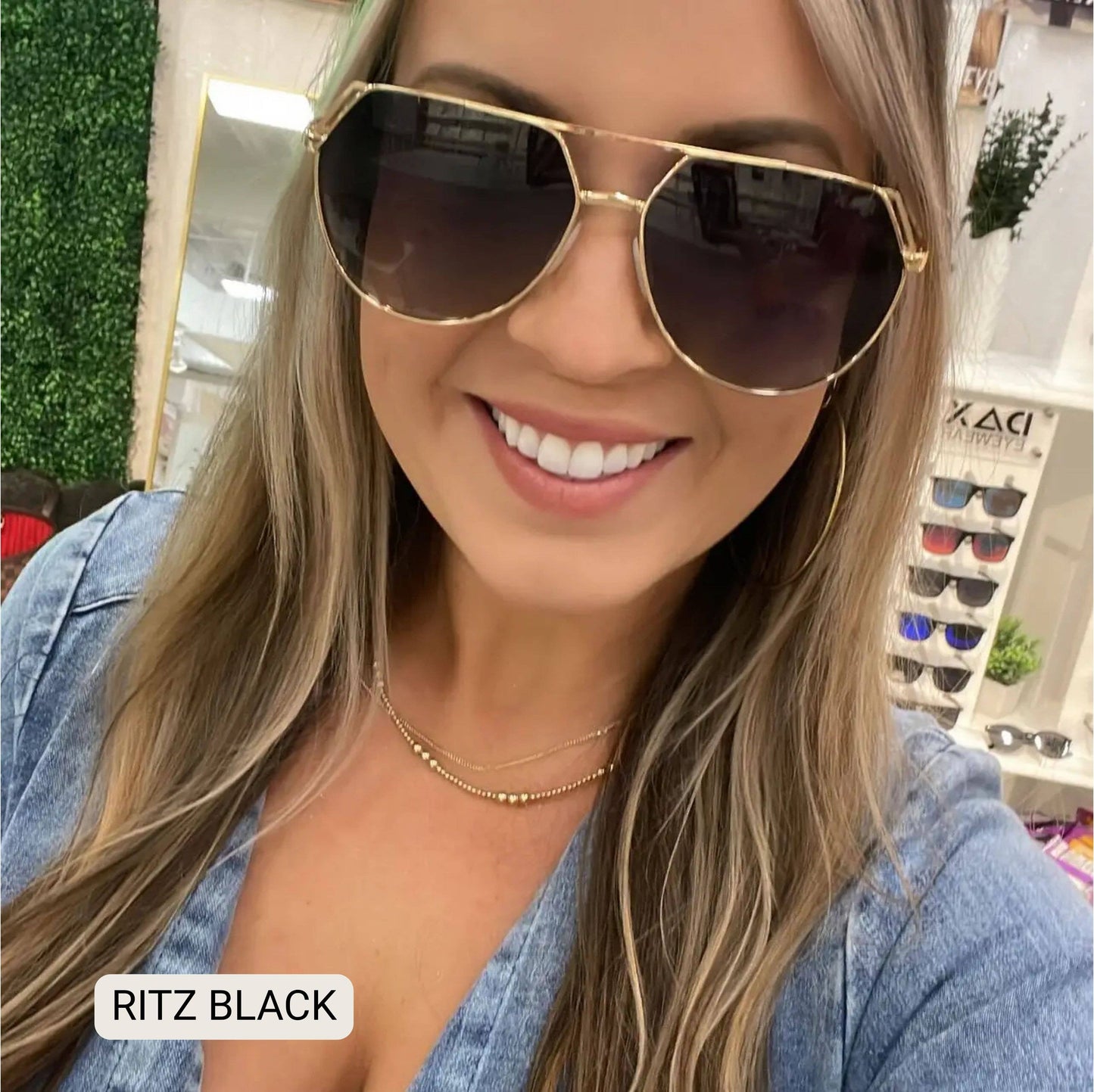 Ritz - Unisex Polarized Large Hair Friendly Aviator: Black Ombré