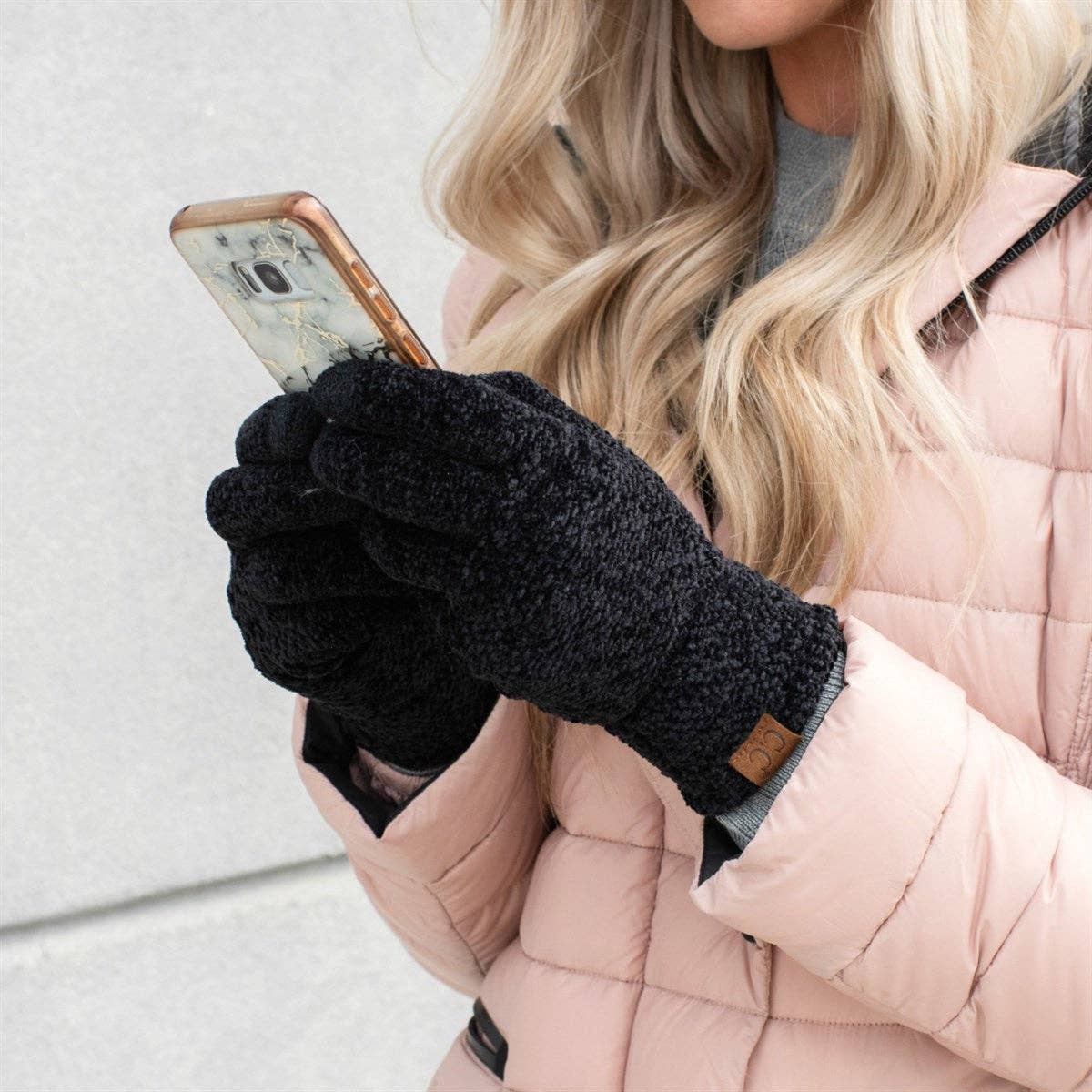 CC Chenille Touchscreen Glove ( G-9016 ): Light Melange Grey