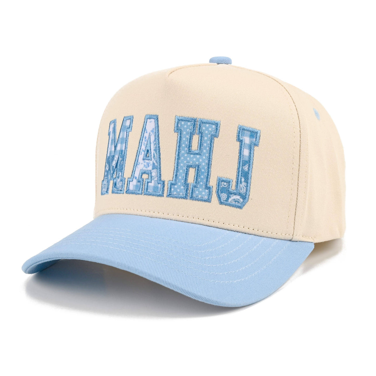 MAHJ Applique Trucker Hat: Sky Blue