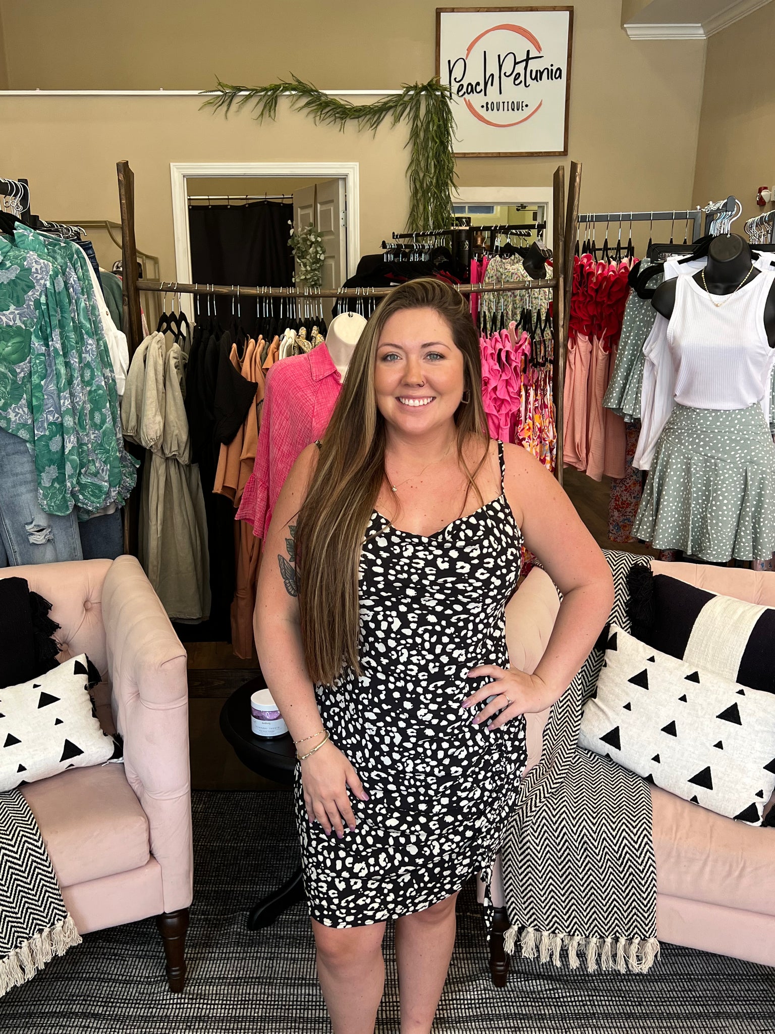 Cowl Neck Dress w/Ruching