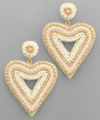 Seed Bead Heart Earrings