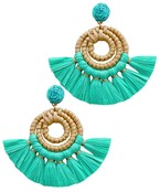 Rattan & Raffia Fan Shape Earrings