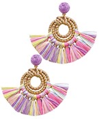 Rattan & Raffia Fan Shape Earrings