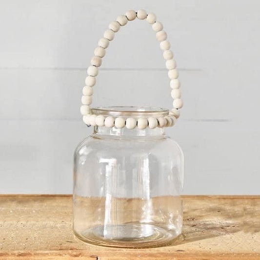 Glass Jar W/ Beaded Handle