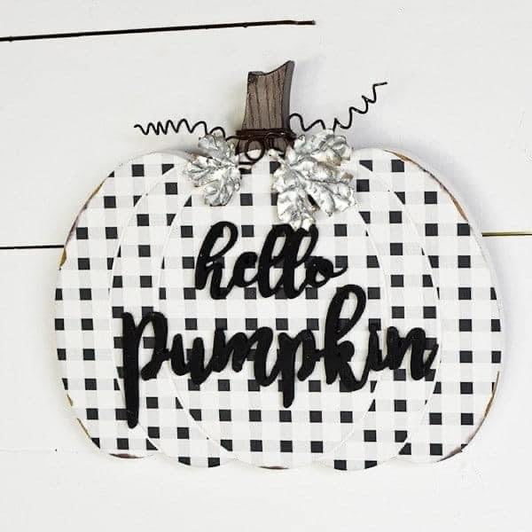 Hello Pumpkin Wooden Pumpkin