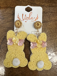 Yellow bunny cottontail earrings