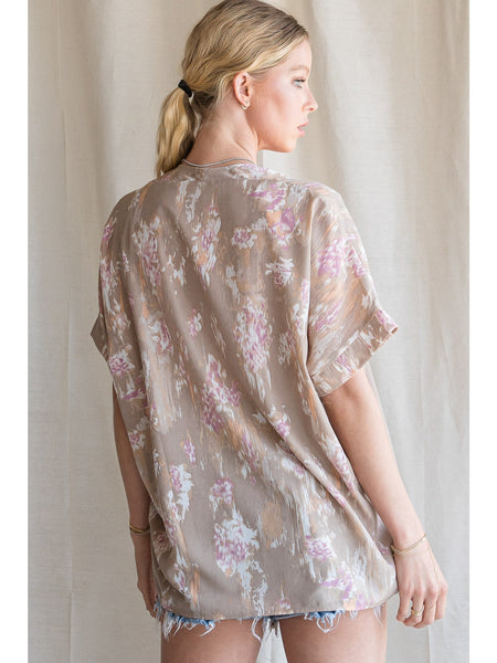 Taupe & Lavender Watercolor Boxy Top